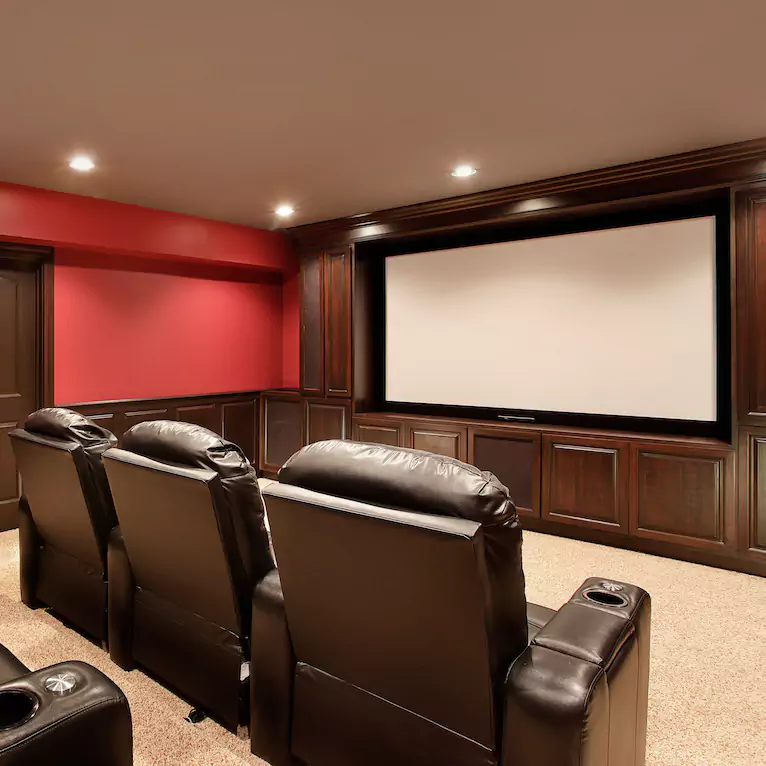 Custom home theatre in Perth with a projector and surround sound